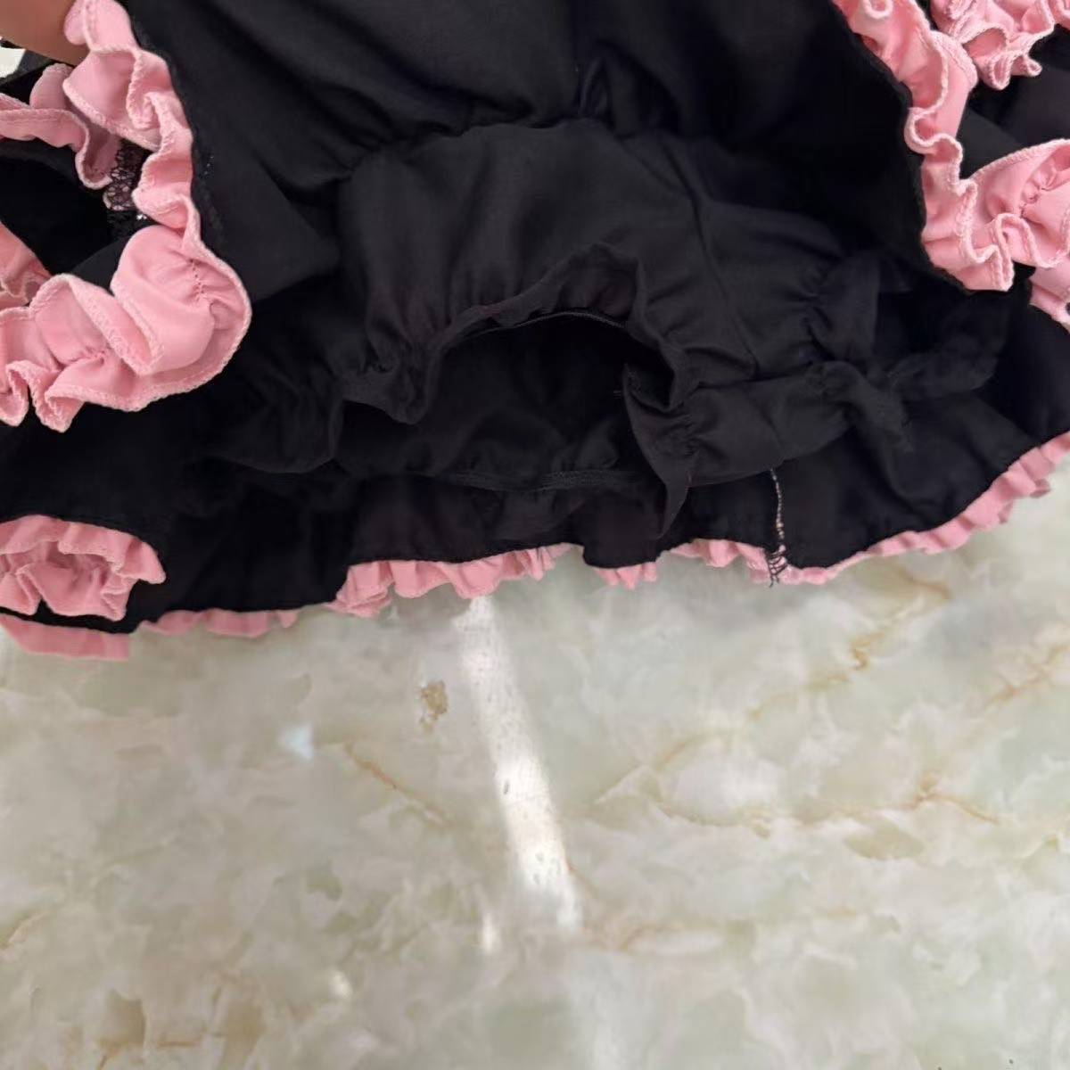 Dark Girl Punk Mini Skirt High Waist Fluffy Slimming Black One Size — detail image 4