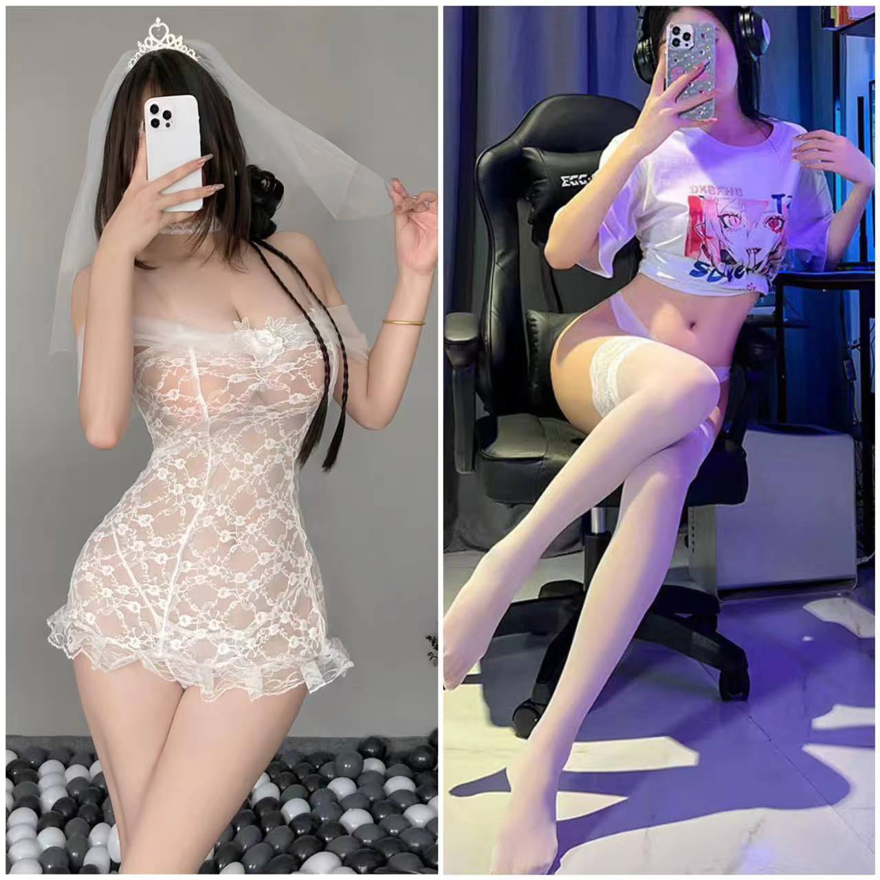 신부 세트 화이트 스타킹