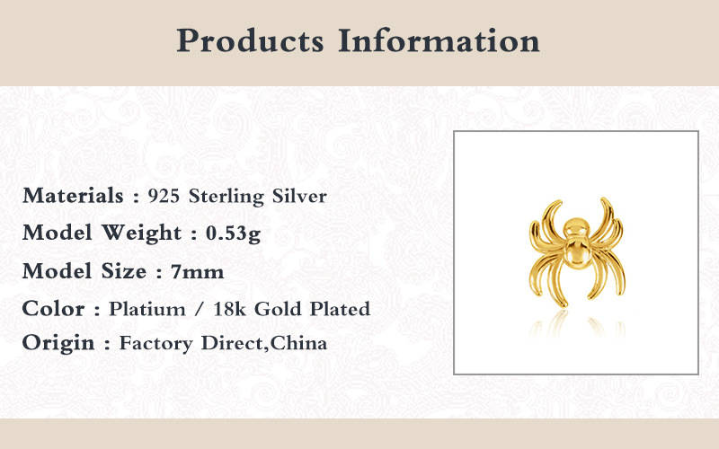 Fashion Spider Silver Plating Ear Studs 1 Piece