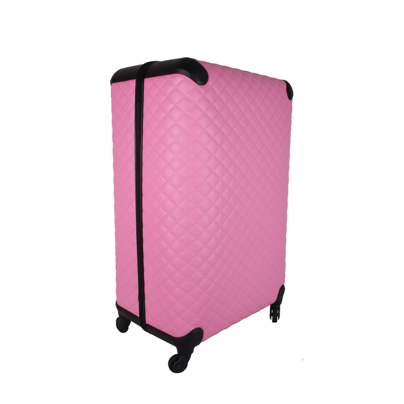 [Factory] 26inch Pink Wedding Plaid Pu Soft-Sided Suitcase Wear-Resistant Anti-Fall Lock Large Capacity Trolley Case