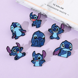 Cute creative stitch cartoon shape metal badge selling cute funny stitch brooch clothing backpack accessories
