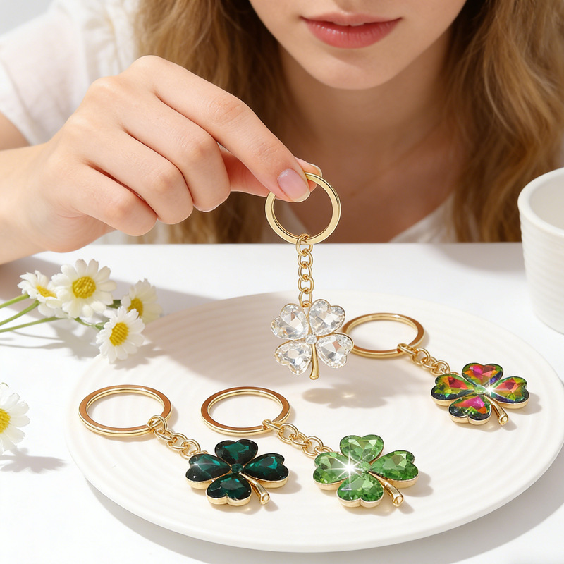 Amazon Xiyin Temu Aliexpress Popular Jewelry Simple and Gorgeous Four-Leaf Clover Women's Keychain Pendant Accessories