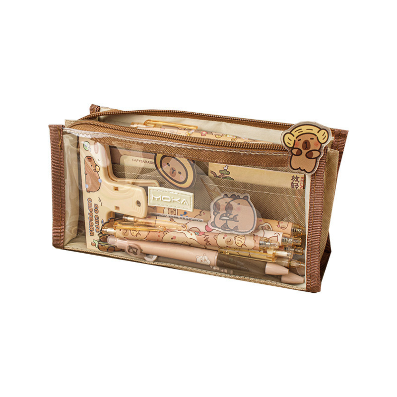 Kapibara bolsas de bolígrafo transparentes nuevos estudiantes de gran capacidad niños niñas caricaturas de alto valor de cambio bolsas de bolígrafo