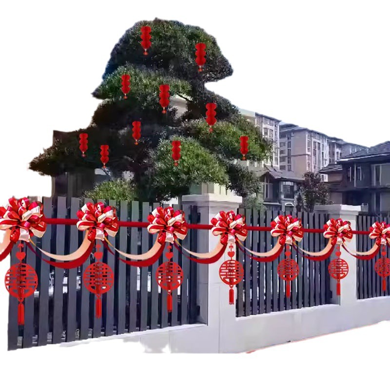 Decoración de bodas de patio rural balcón balaustrada exterior diseño de boda flor de boda set