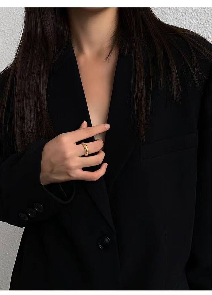 Áo blazer nữ dáng suông cổ vest hai nút tay dài phong cách Hàn Quốc — Màu đen [mẫu chất lượng cao], Nâu, màu xanh đậm, màu xám đậm chi tiết 12