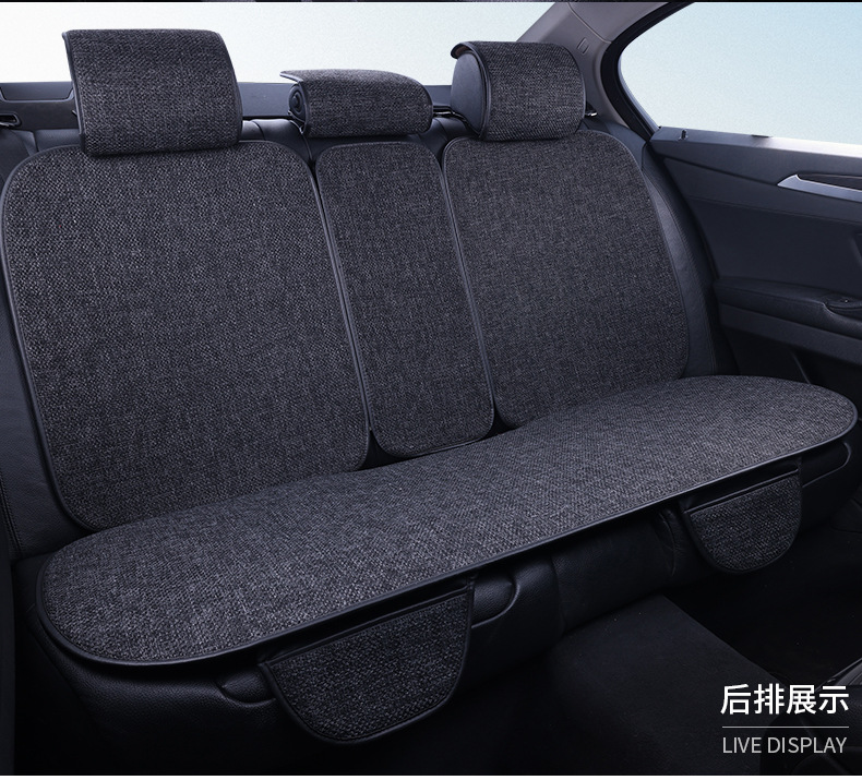 Car Seat Cushion, Universal for All Seasons, Car-Specific Cotton and Linen Thickeneded, Tie-Free Fabric Linen Single-Piece Car Seat Cushion and Chair Cover