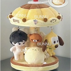 BUNNU旋转布丁款旋转木马旋转小屋棉花娃娃屋手动旋转毛绒娃屋手