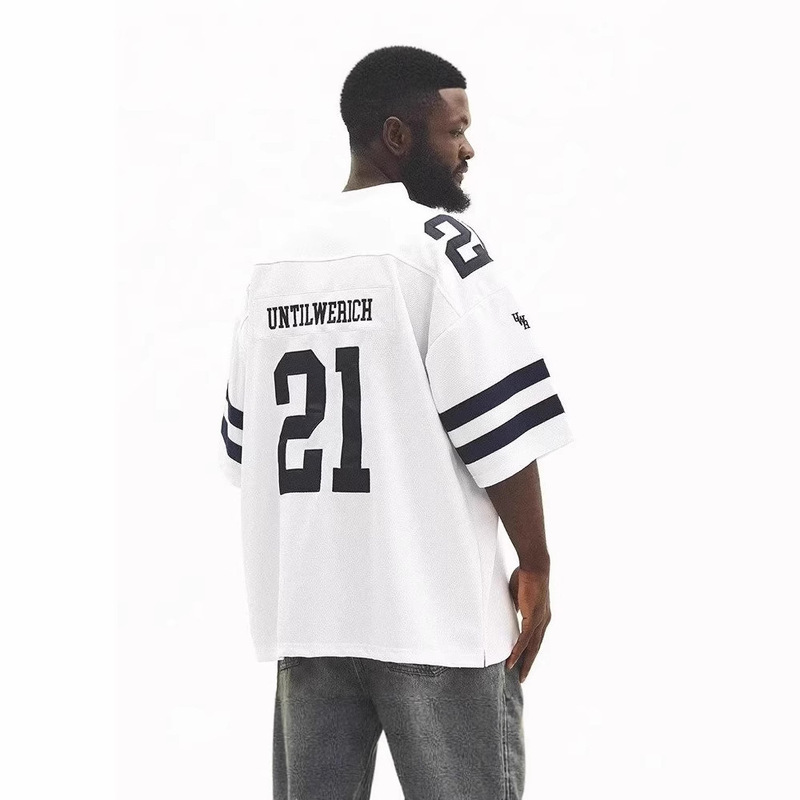 American Retro Ice Hockey Uniform Short-Sleeved T-Shirt Mesh Quick-Drying Breathable Rugby Basketball T-Shirt Sports Jersey National Trend Men