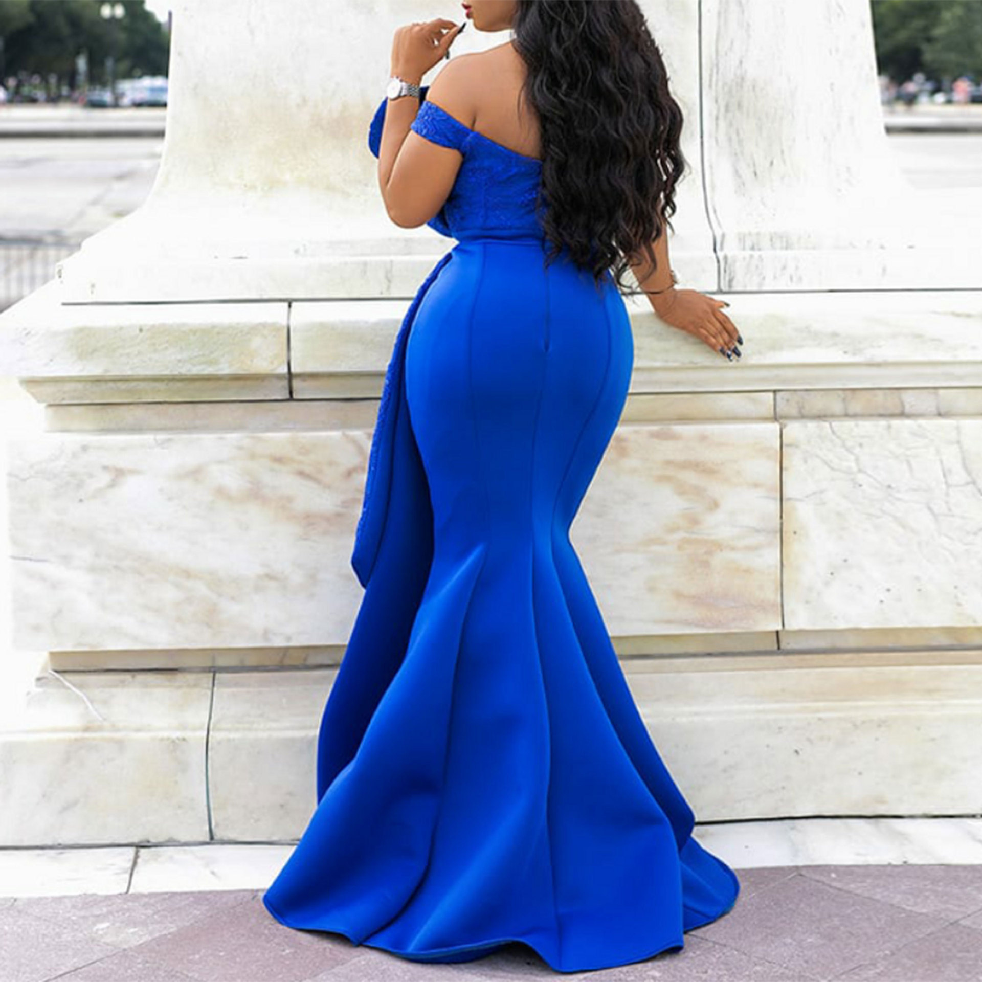 Elegante vestito da sera donna per ballo con perline e pizzo_voghion.com