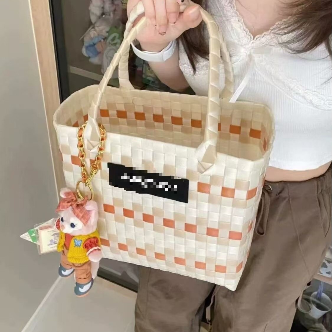 Thai Chiang Mai Basket Woven Bag, Large Capacity, Creative Handmade Commuter Handbag, Casual Tote for Leisure and Travel