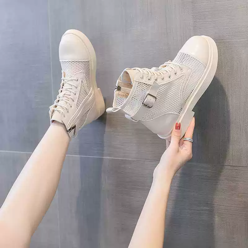 Тонкие сетчатые сапоги 2023 Сетчатая дышащая обувь Женские Новые повседневные универсальные тонкие сапоги в Корейском стиле Сетчатые короткие сапоги Женские сандалии