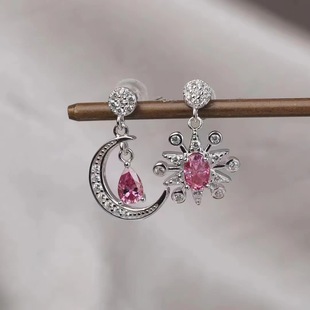 Yongshenghua Retro Design Sense Moissanite Earrings AB Personality 925 Silver Red Mosan Diamond Earrings with Certificate