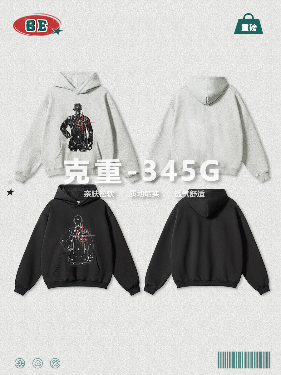 BE ropa de hombre | 2025 otoño marca de moda americana sudadera con capucha con estampado parodia pareja más suéter de terciopelo para hombre