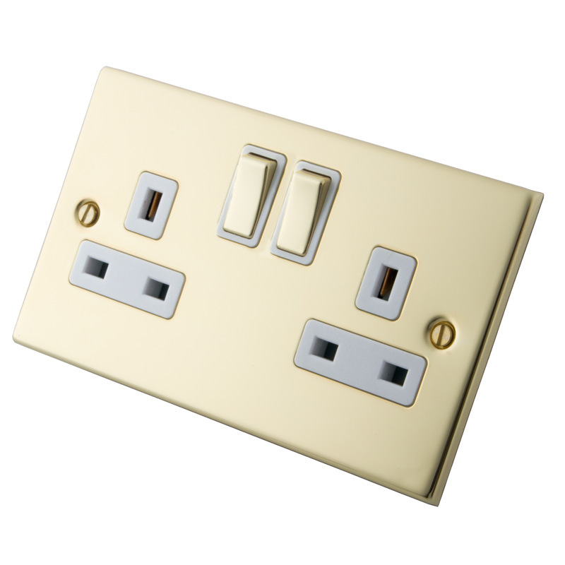 英规爱尔兰插座 2 GANG 13A SP SWITCHED SOCKET POLISHED BRASS