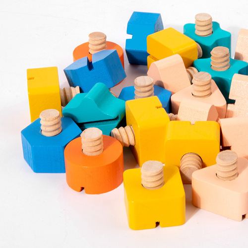 Children's enlightenment screw shape matching toy color recognition screw wrench training intelligence wooden toy