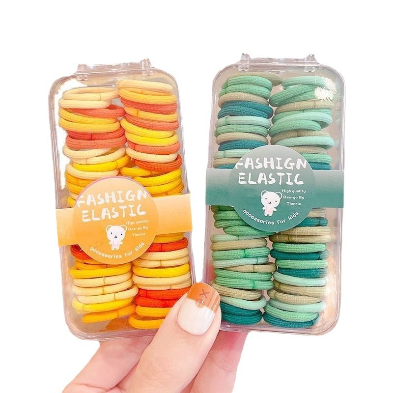 Caja de bebés correa de goma de color no daña el cabello bebé anillo de cabello duradero pequeña cuerda de cabeza de niña correa de goma para niños