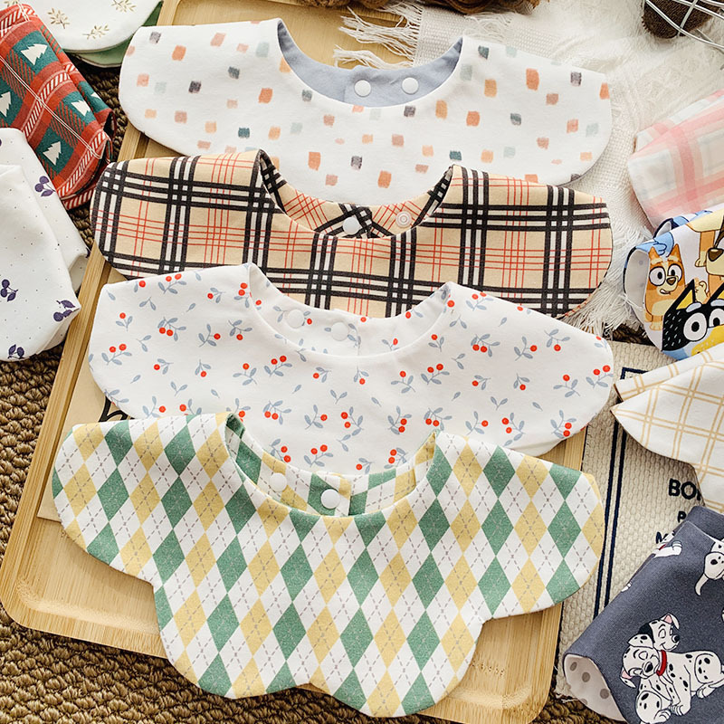 Korean Style New Baby Double-Sided Saliva Towel Baby Petal Waterproof Bib 0-3 Years Old Versatile Cotton Spit-Up Bib