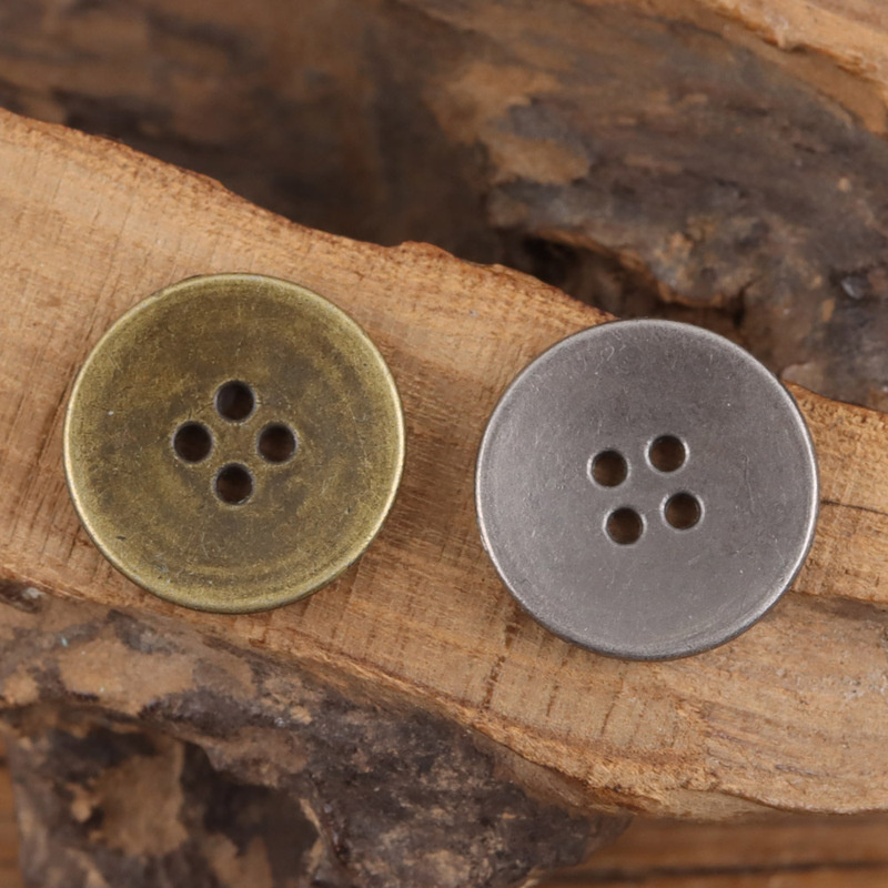 Four-Eyed Bowl Alloy Denim Shirt Coat Button Tooling Vintage Jacket Leather Coat Bronze Sweater Button