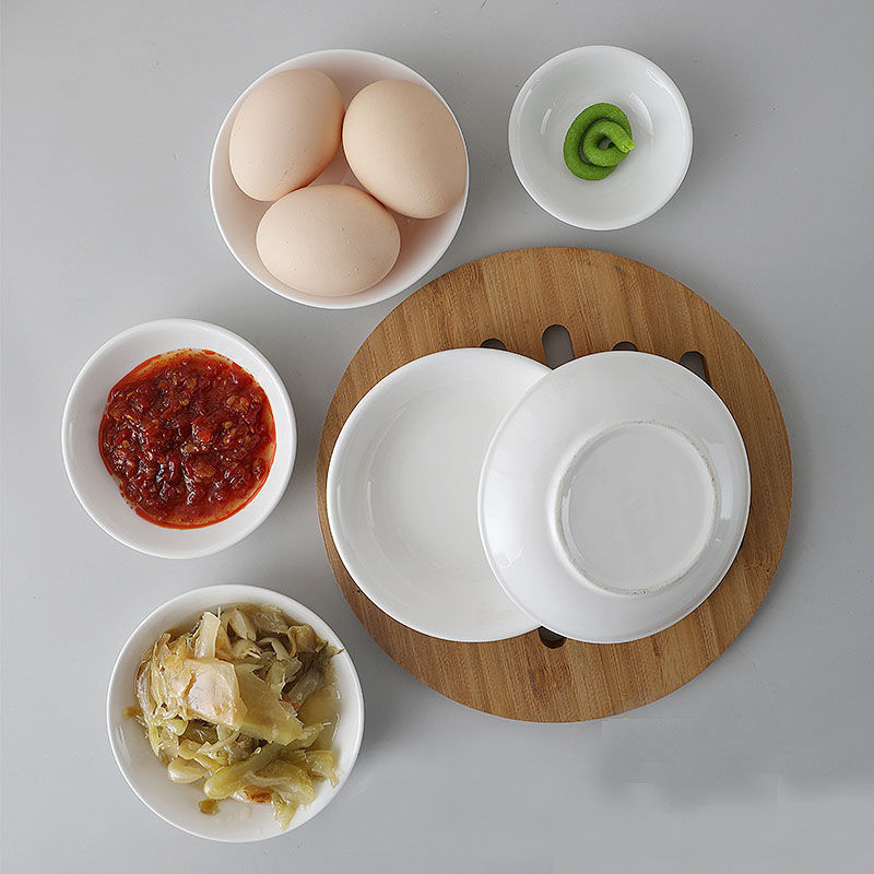 A5L Ceramic Condiment Plate Sauce Small Flavor Plate Boneless Plate Restaurant Breakfast Hotel Household Ink Plate Color Palette Chinese Painting