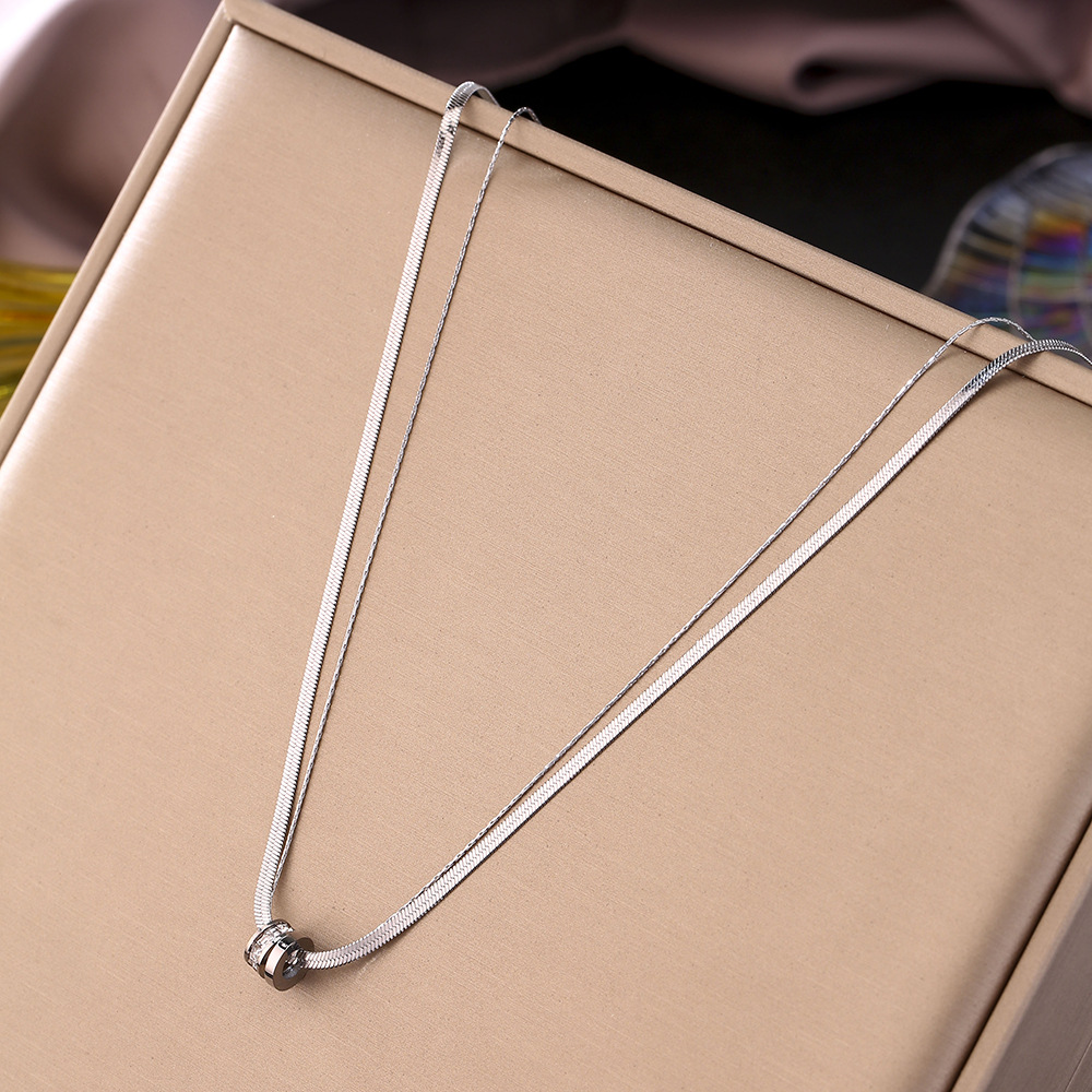 IG Style Simple Style Round Titanium Steel Plating Inlay Zircon Necklace_colorza_5