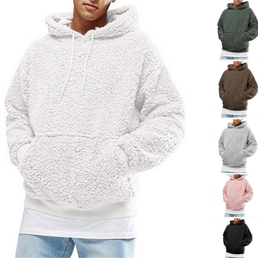 Herrenbekleidung Herren Herbst und Winter neue Plüsch Plüsch Kapuze beliebte Sweatshirt Männer_voghion.com