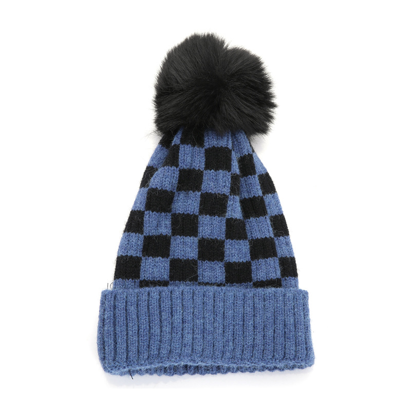 Children Unisex Basic Simple Style Color Block Lattice Wool Cap display picture 4