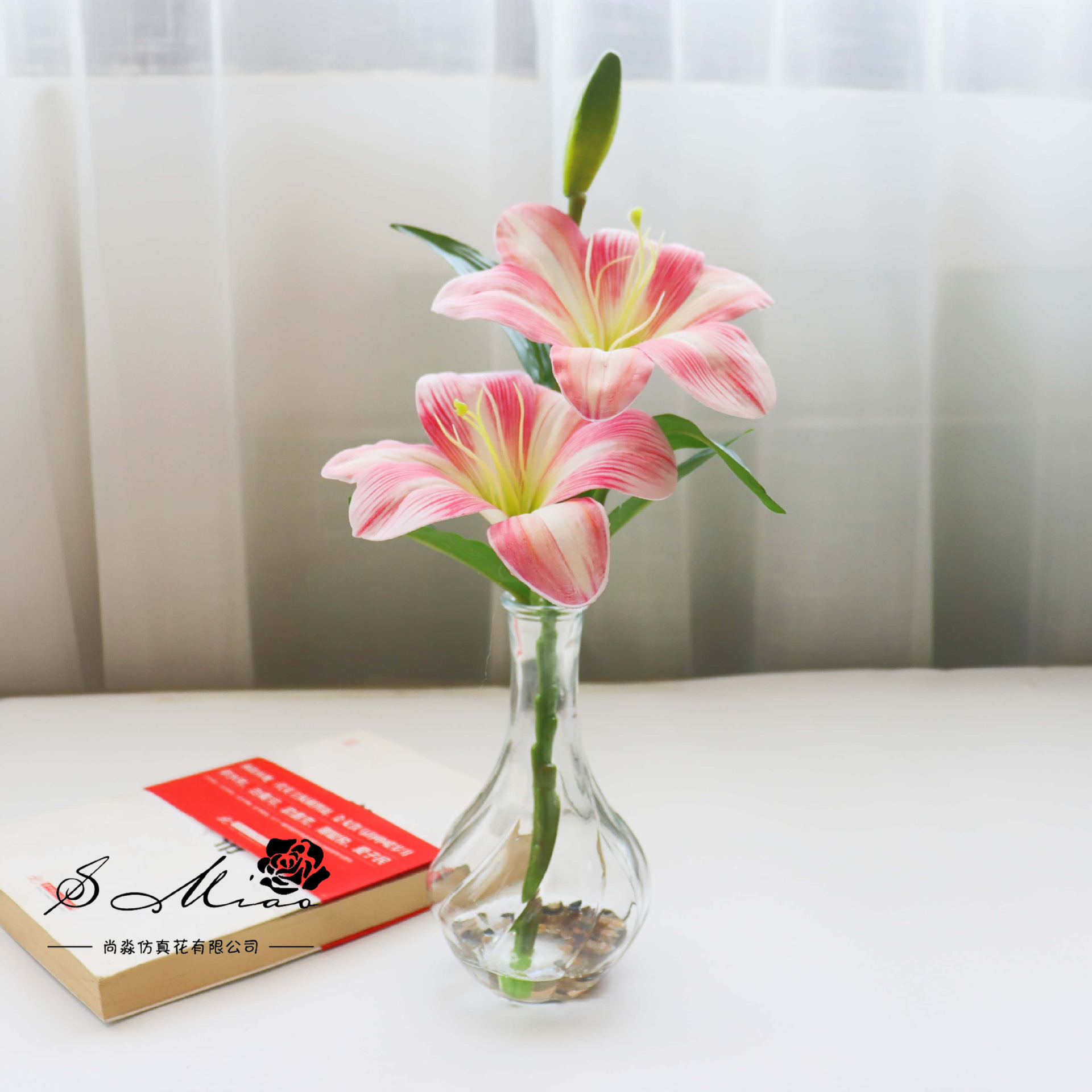 Flores falsas de vidrio de agua falsas flores de lirio bonsai flor de moda decoración creativa plantación verde artificial simulación maceta image 10
