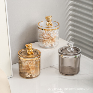 Light Luxury Cotton Label Cartridge Desktop Storage Cans Household Floss Box Toothpick Cans Ins-style High-grade Dustproof Cotton Label Box with Lid