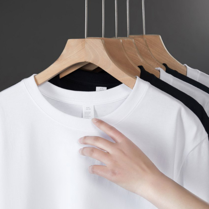 Solid color combed cotton T-shirt blank men's and women's T-shirt opaque bottoming shirt 230 grams heavy men's wholesale supply