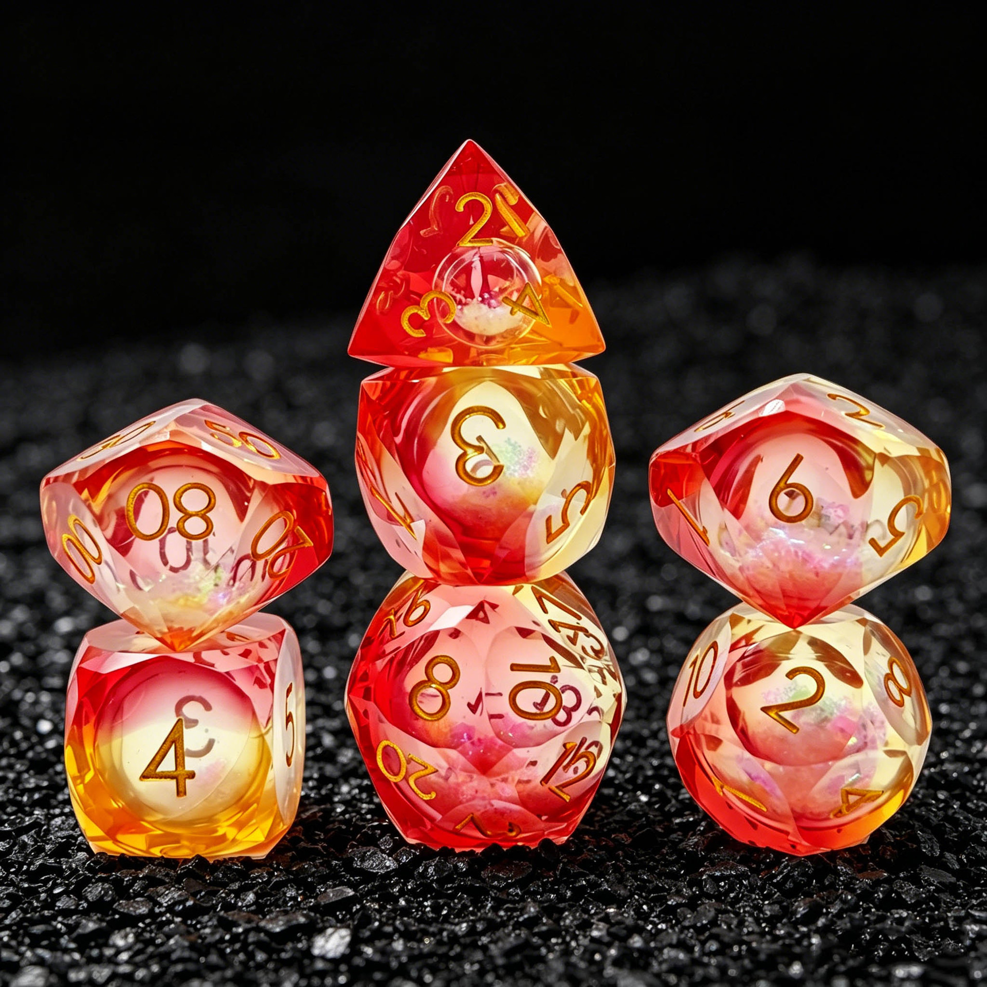 新款多切面树脂骰子套装DND双色流沙桌游骰子COC跑团游戏骰子D20