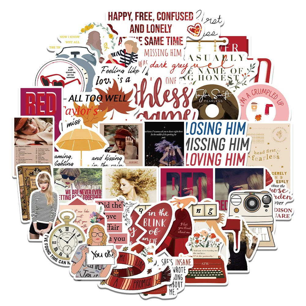 50 штук альбома плесени красные бесстрашные граффити наклейки ноутбук скейтборд багаж музыкальные наклейки водонепроницаемые