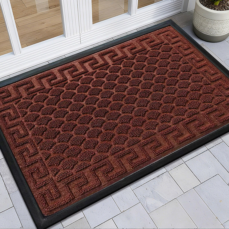 Tapete Antipolvo de Entrada de Terciopelo Circular y PVC, Antideslizante, Absorbente, para Entrada, Cocina y Porche