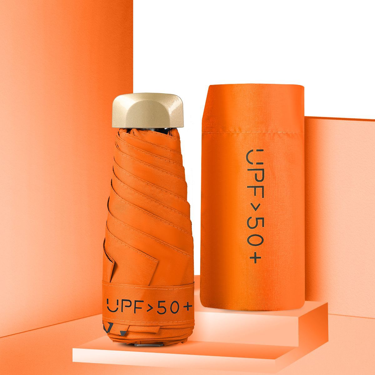 Vinilo protector solar sombrilla para mujer, soleado y lluvioso, paraguas de cinco pliegues pequeños y portátiles, mini cápsula de bolsillo, paraguas publicitario