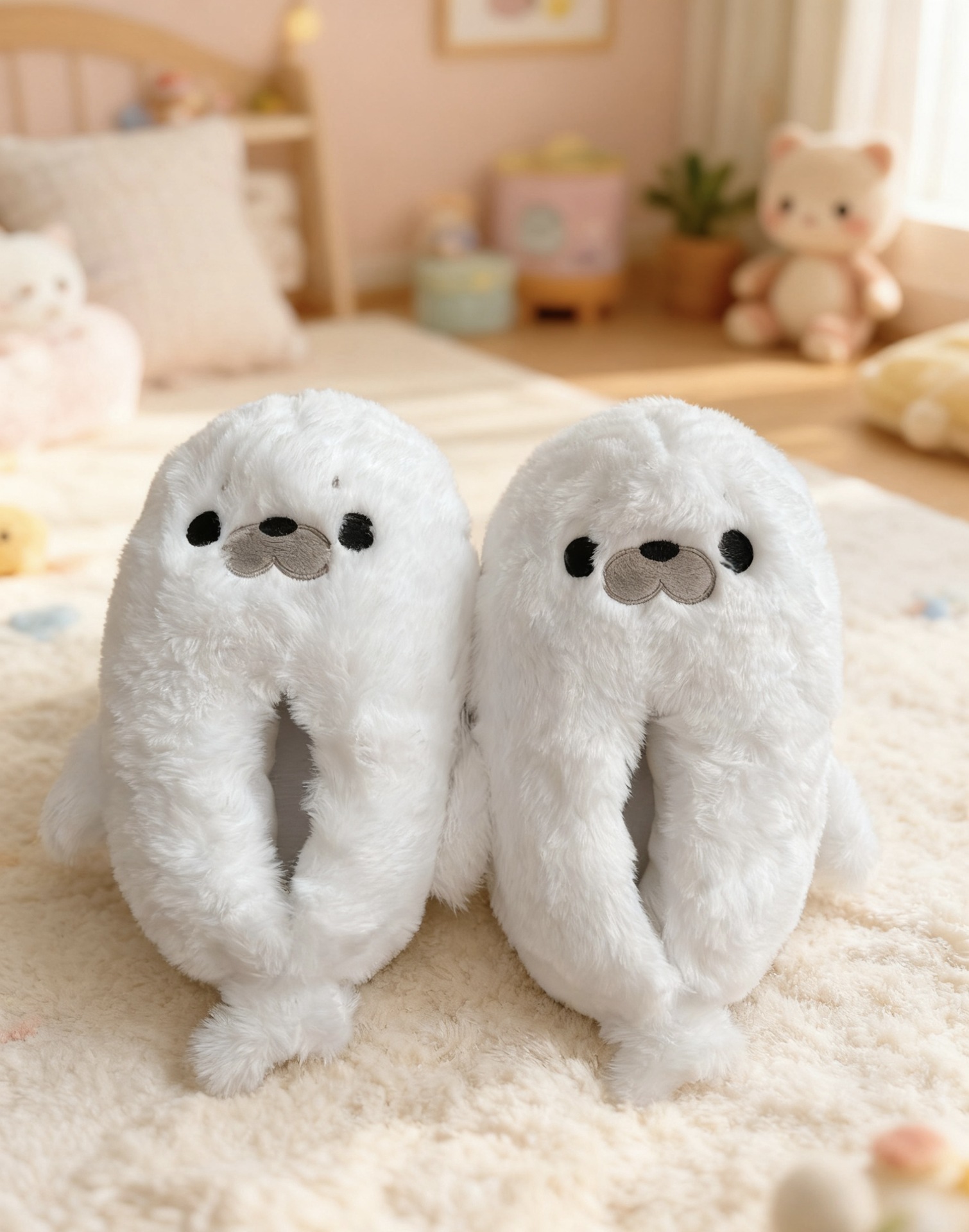 Otoño y invierno en el hogar, zapatos de algodón cálidos, zapatillas de panda, zapatillas antideslizantes, terciopelo cálido