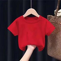 夏服男の子半袖tシャツ幼稚園の小学生の中で子供の純色の半袖の上着の子供の夏の底のシャツ