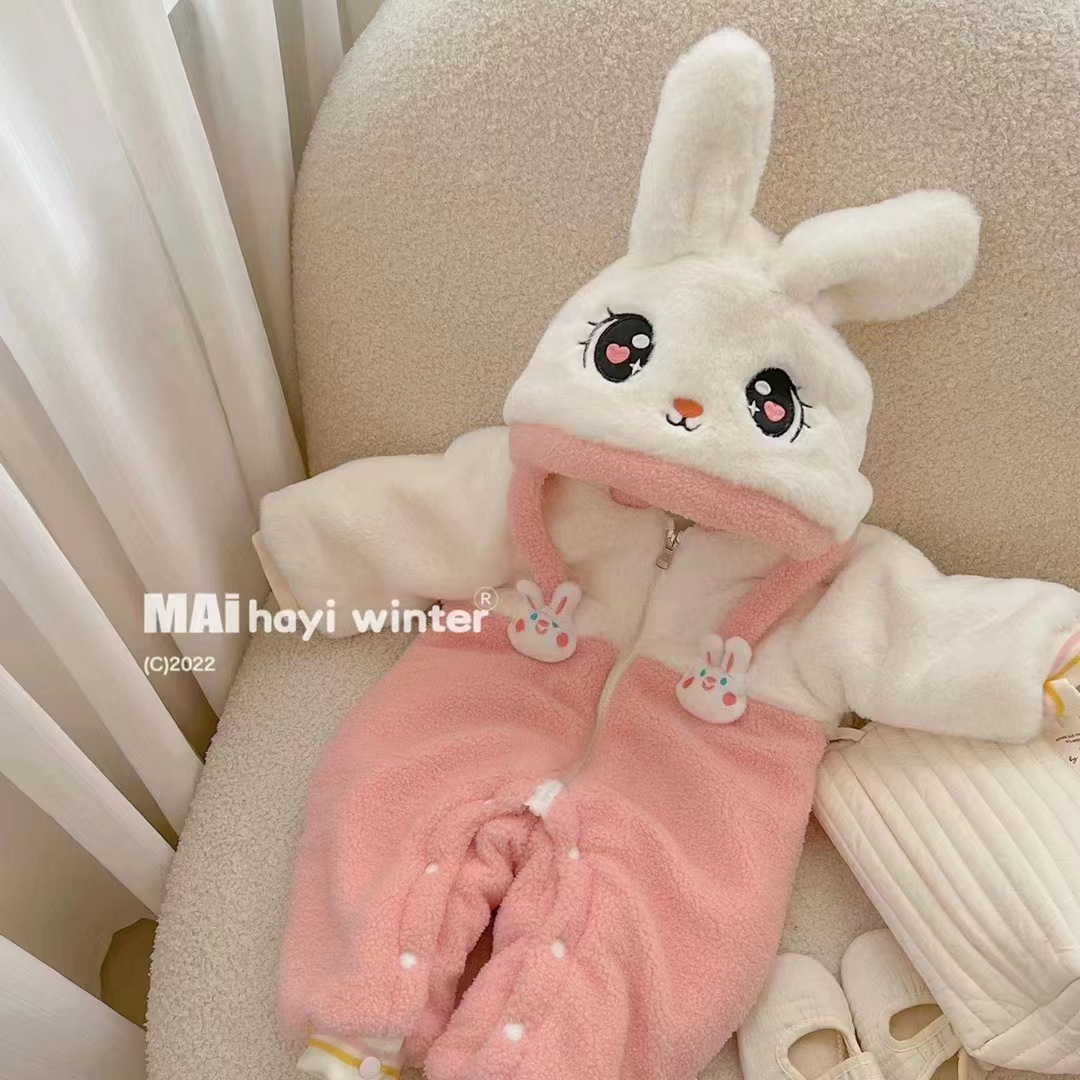 Ropa de bebé recién nacido, ropa de otoño e invierno, una pieza, mamelucos gruesos para bebés, ropa exterior, ropa acolchada de algodón para mujeres