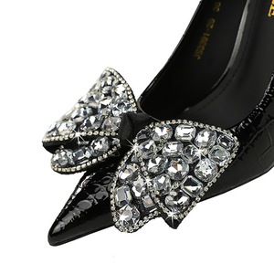 3391-H21 European and American style high heels, thin heels, stone pattern patent leather, shallow mouth, pointed water 