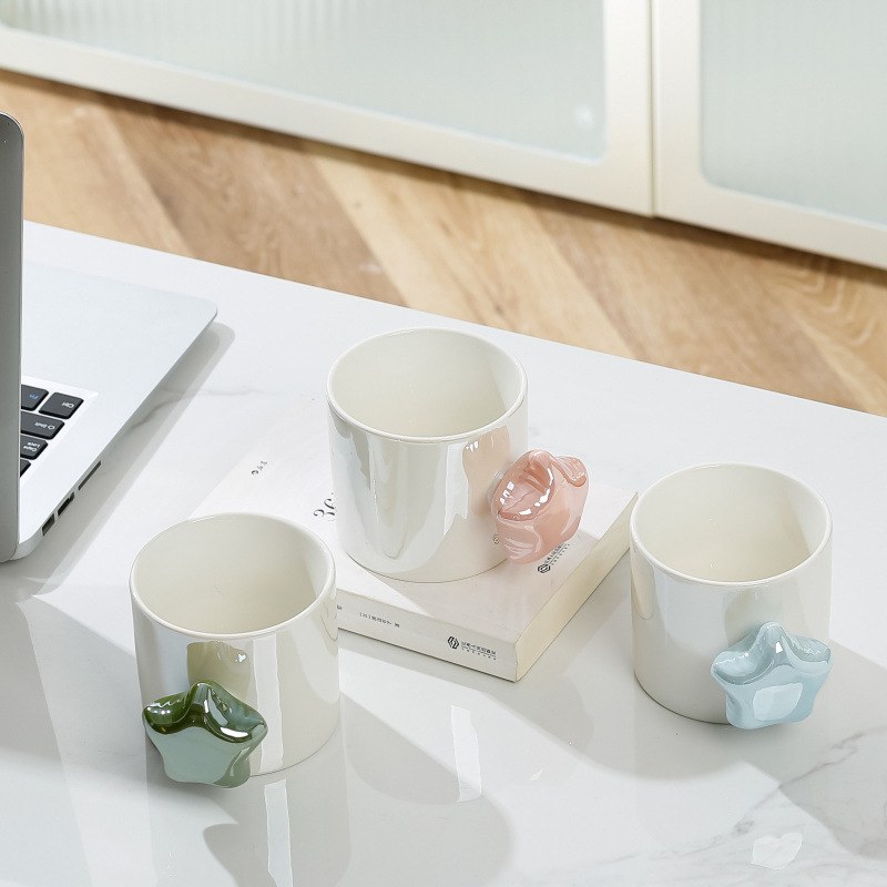 Estrellas de lujo cerámicas de lujo ligeras, tazas de agua creativas para el hogar, tazas de agua para beber con alto valor facial