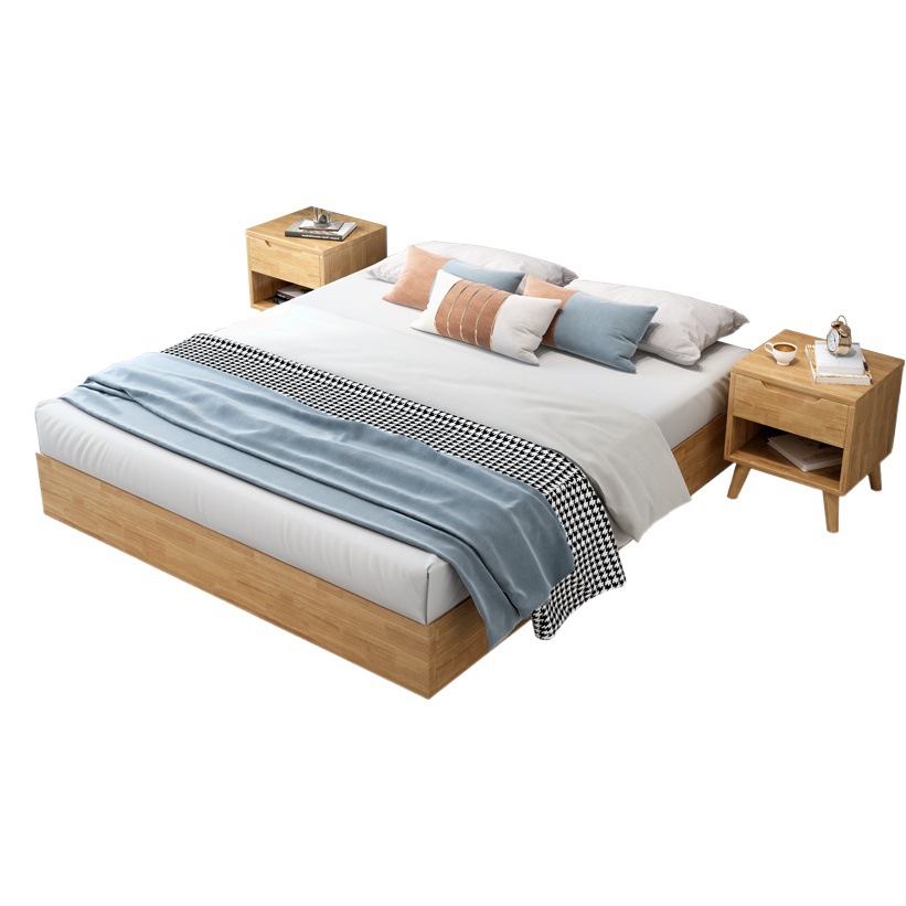 Cama SIN CAMA Suelo de tatami japonés cama corta simple moderno 1,5 m madera maciza Nórdico sin respaldo cama doble