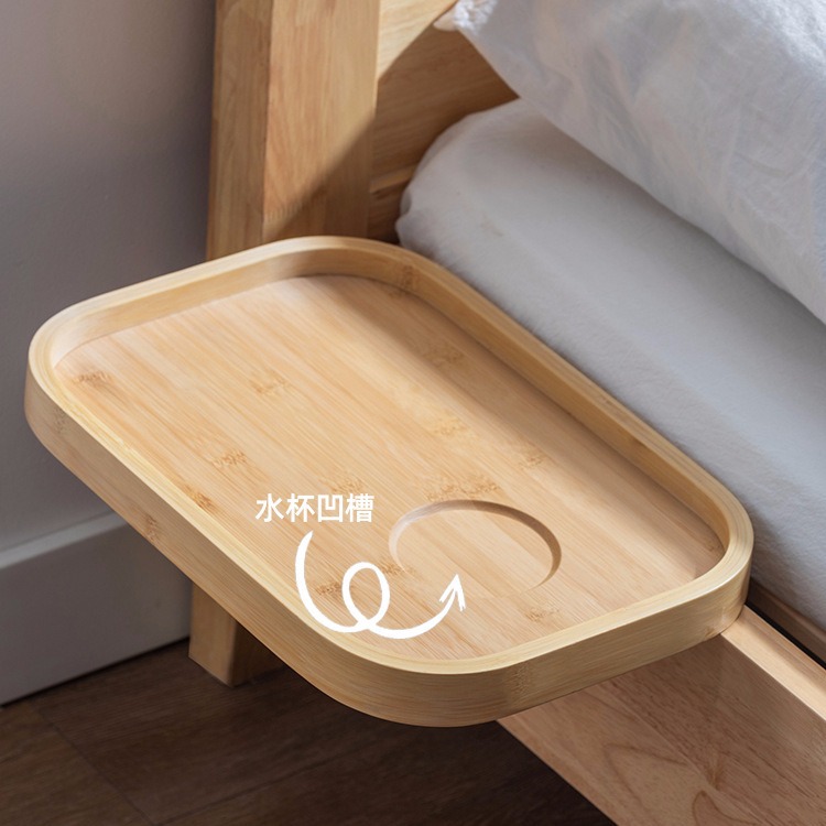 Estante de Almacenamiento para Cabecera de Bambú Sin Perforación para Dormitorio