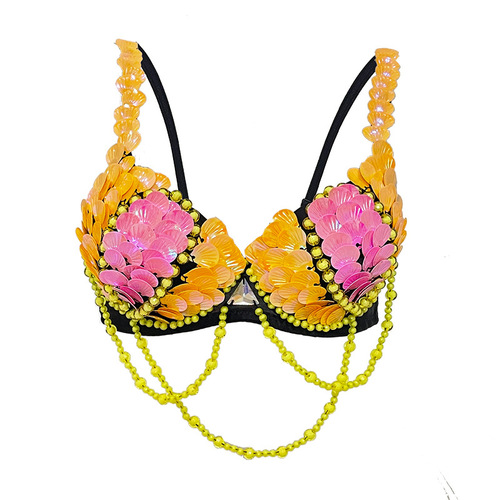 Amazon Cross-border Sparkling Nightclub Stage Performance Top European and American Cross-border Bar Belly Dance Performance Bra Top