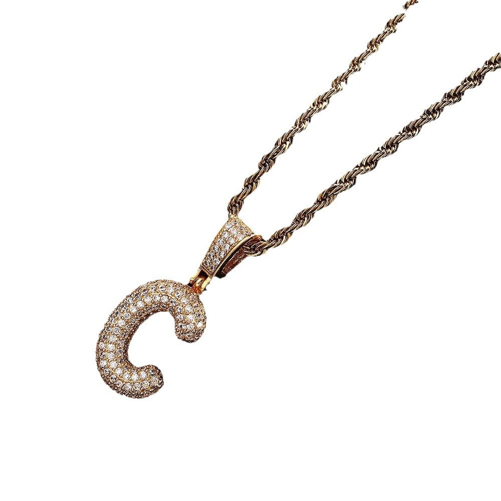 Nuevo cross-border 26 letras inglesas colgantes collares de bronce y piedra collares de moda simplista para hombres y mujeres