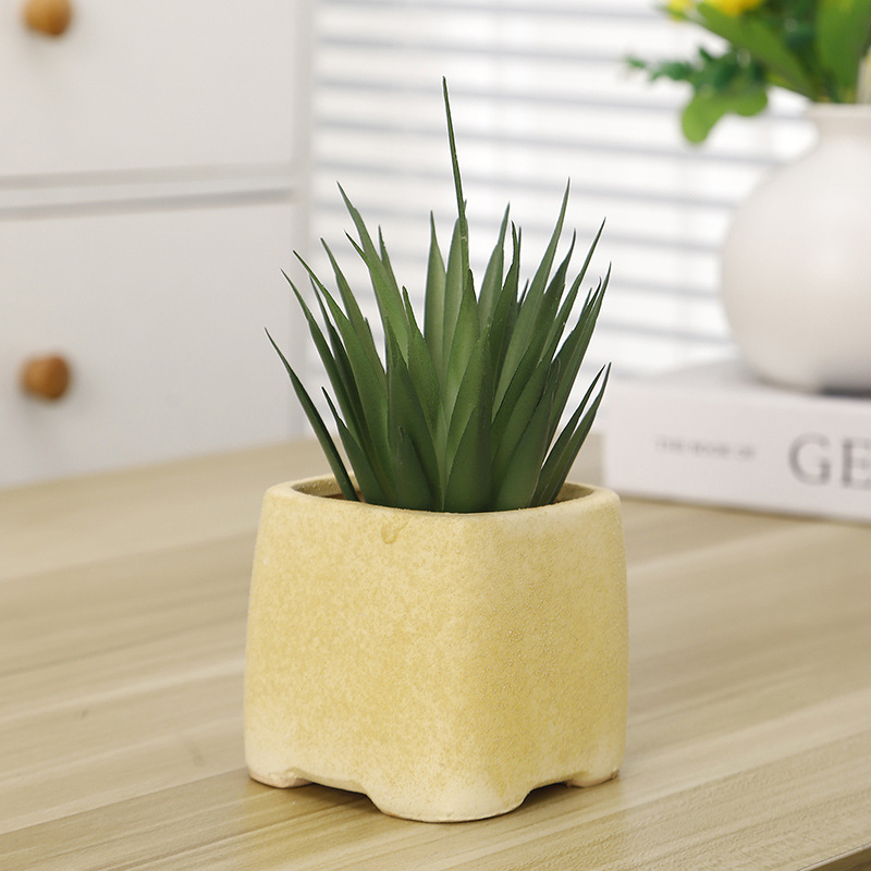 Cerámica de gres suculenta maceta de bambú transpirable simple planta verde planta olla decorativa pequeña maceta creativa al por mayor