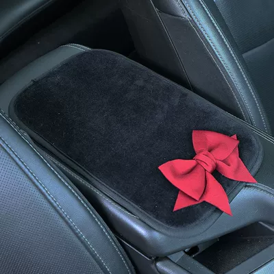 with ice silk bow – Armrest box pad - black-red