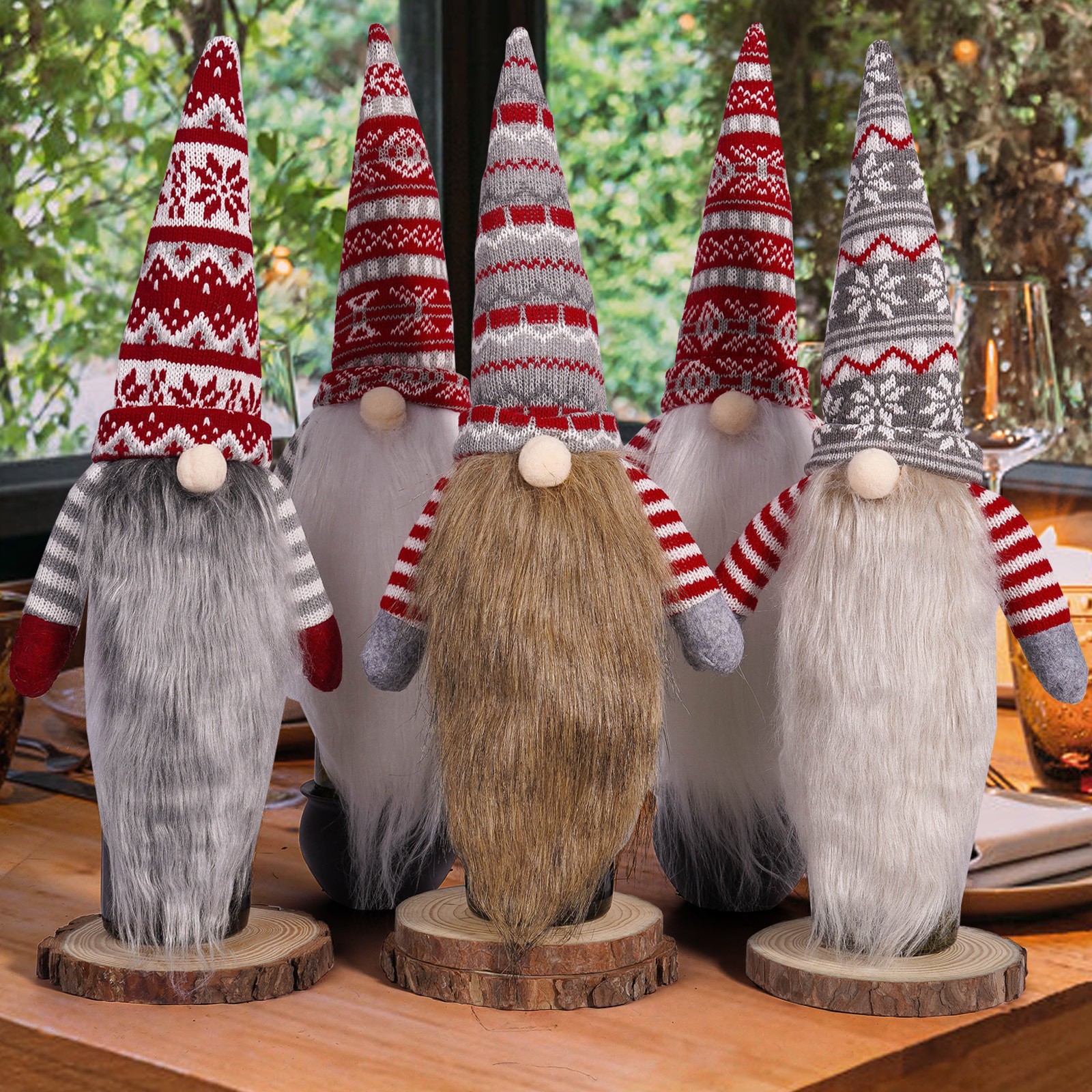 Decoración navideña caliente transfronteriza estilo europeo y americano de punto sin rostro ancianos barba larga tapa de la botella de vino cubierta de la botella de vino decoración de vacaciones