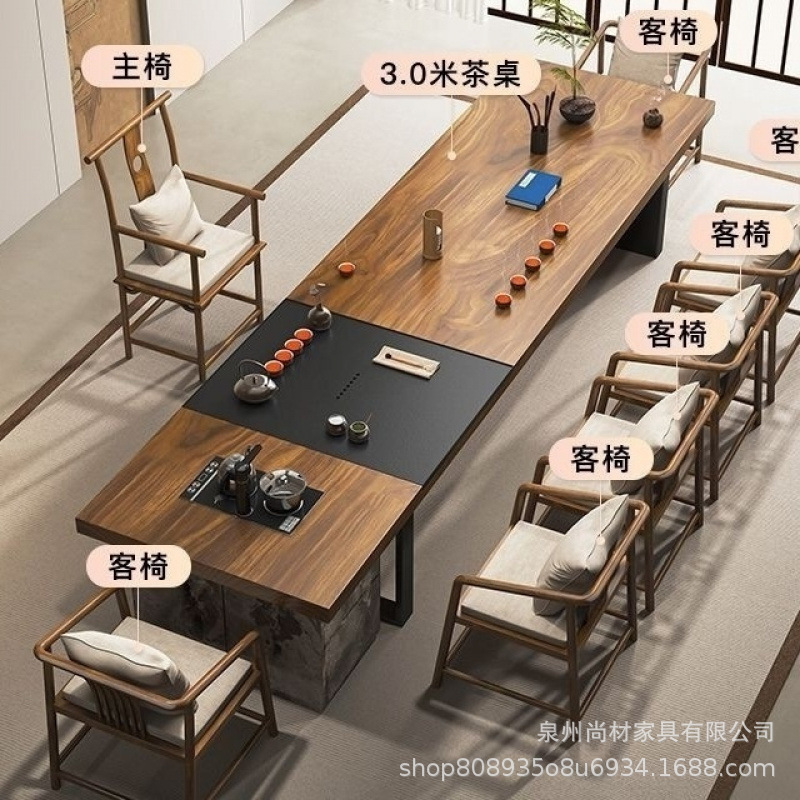 [핫셀링 남미산 호두] 3.0m 테이블 + 메인체어 + 게스트체어 6개