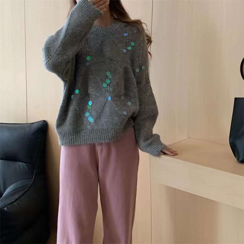 24 invierno Puyuan perezoso viento industrial pesado sequinilla collar redondo 2024 principios de otoño verano suave