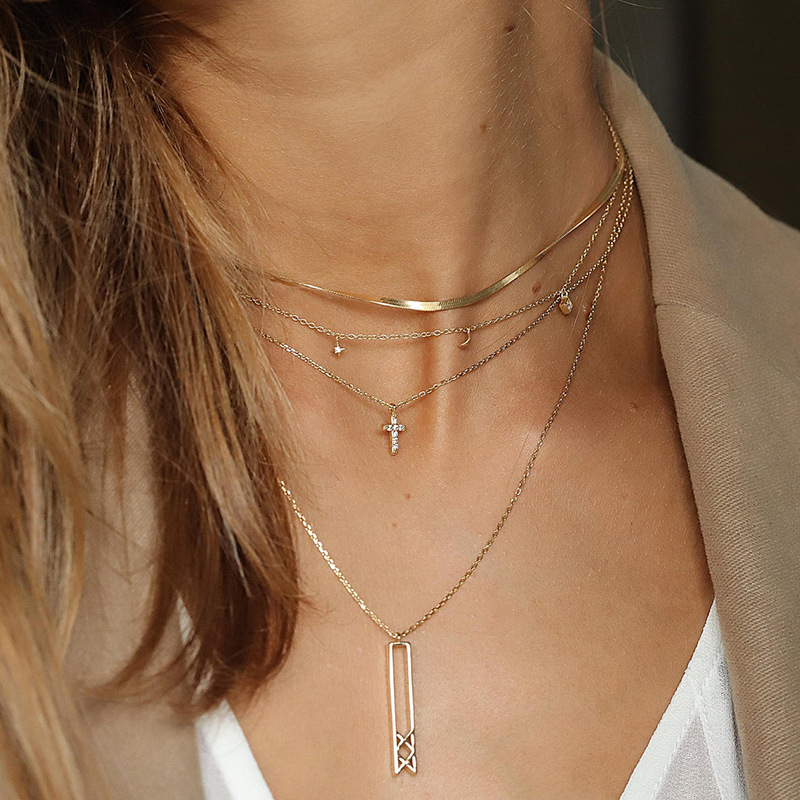 S925 Sterling Silver Diamond Cross Pendant Necklace