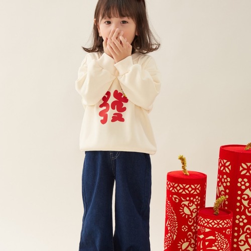 新年女童韩版洋气国潮休闲加绒卫衣冬装新款儿童保暖圆领红色上衣