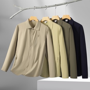 2025 Summer Thin Ice Silk Men's Fashion Plus Size Shirt Collar Lightweight Skin Clothing